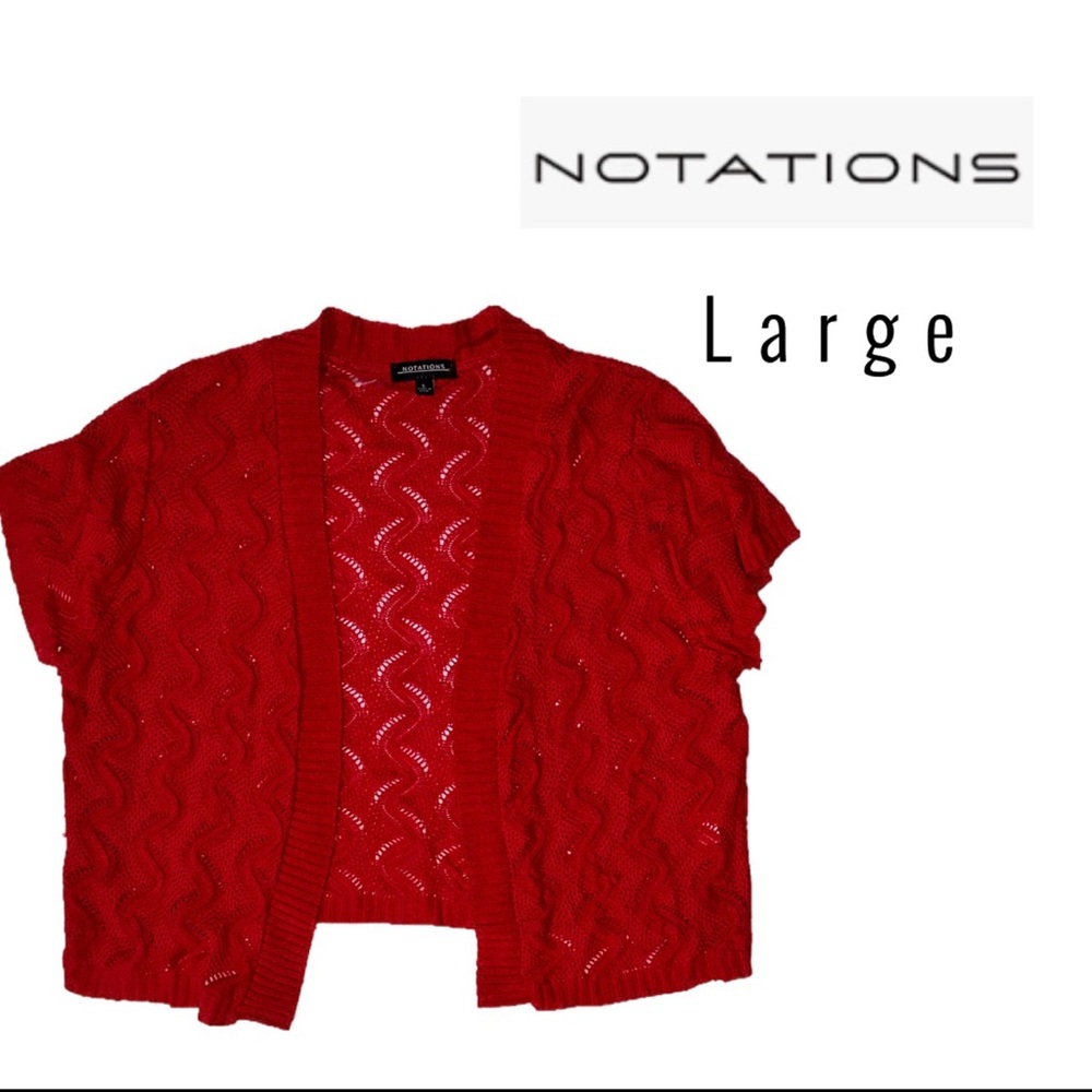 Notations Bright Pink Open-Front Short-Sleeve Cardigan Sweater